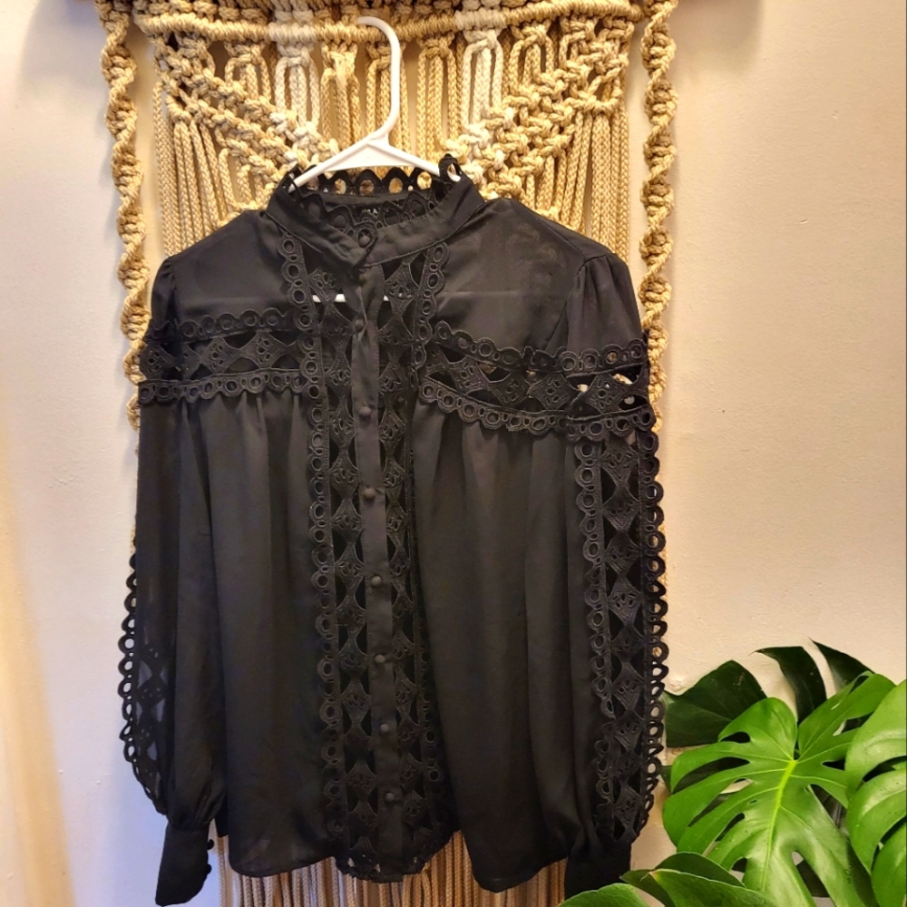 Gothic Sheer Cutout Blouse